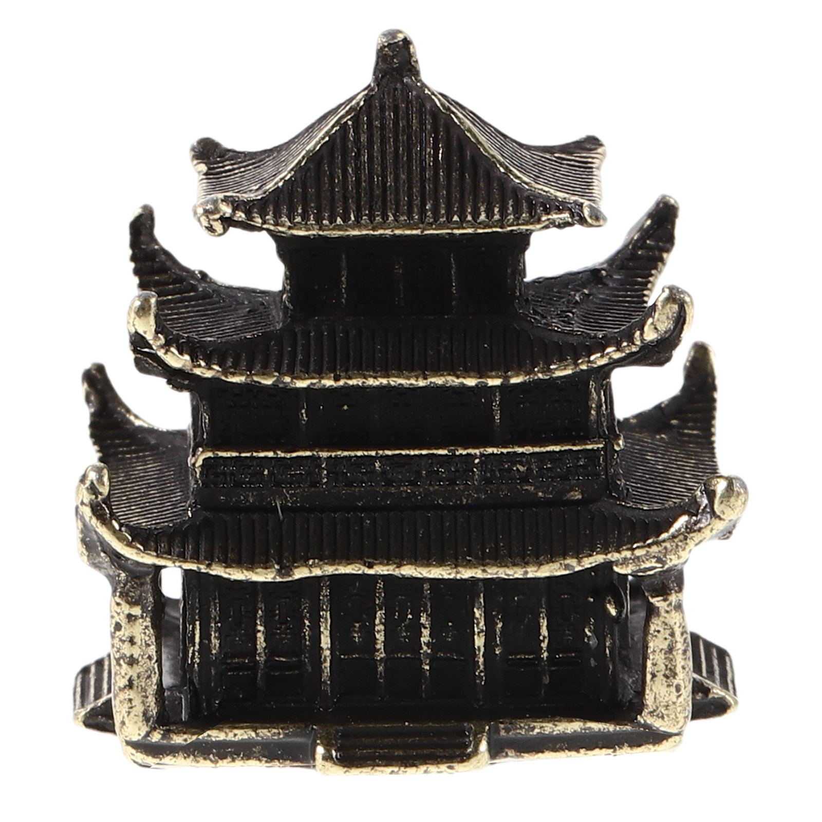 Bonsai Garden For Desk - Mini Brass Pagoda Ancient Pavilion Sculpture