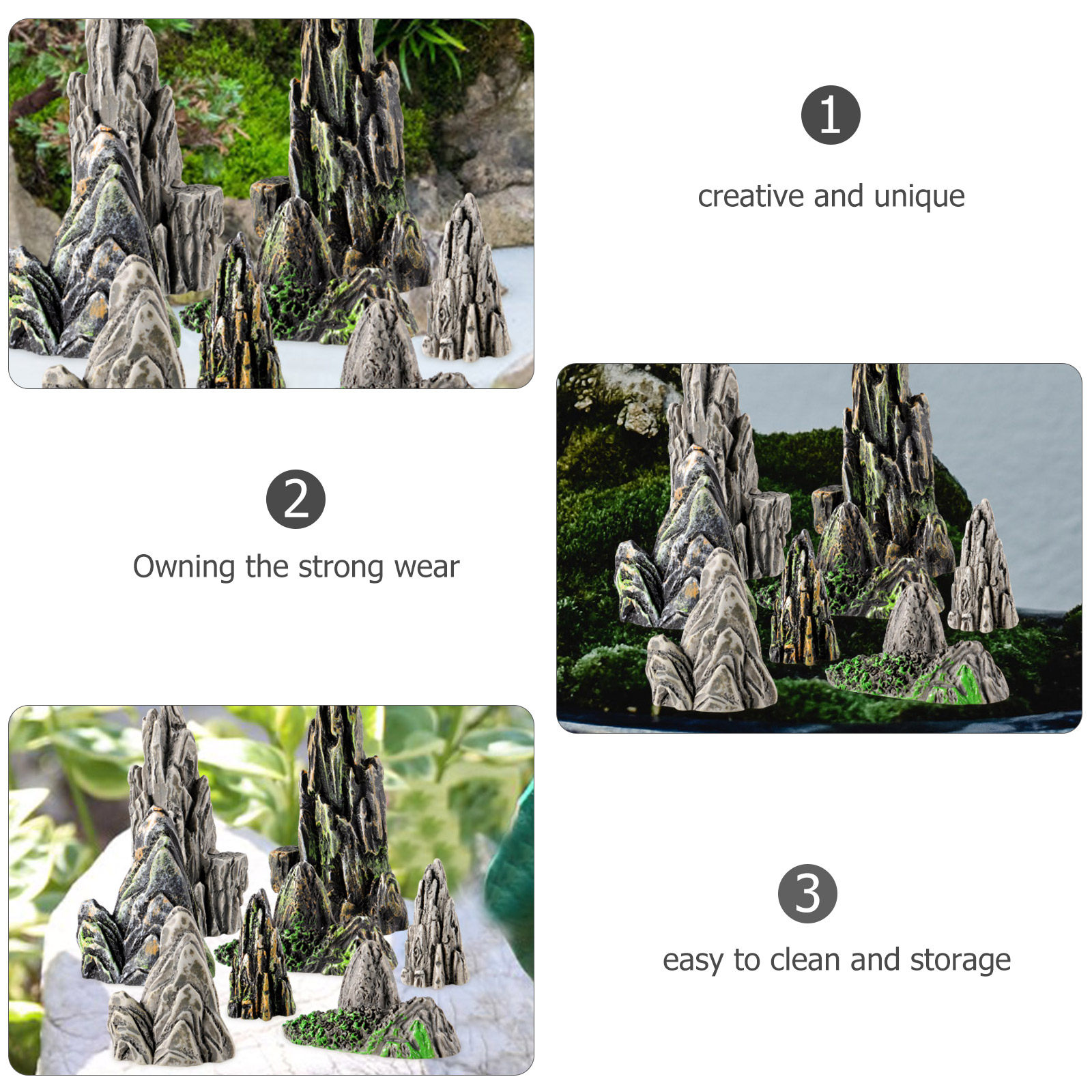 8Pcs Fake Rockery Mini Resin M - огляд і ціна Bonsai Zen Garden Set