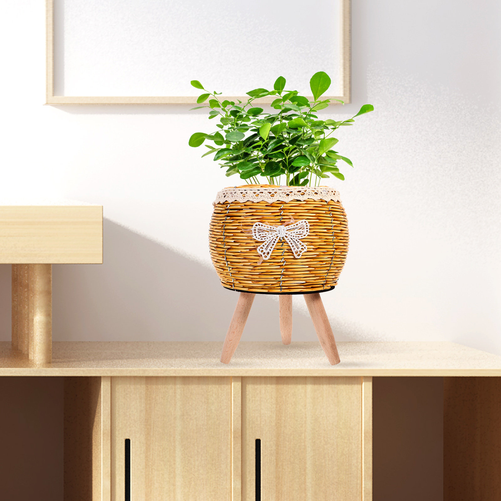Wooden Woven Flower Pot Holder - огляд і ціна Bonsai Garden Stand