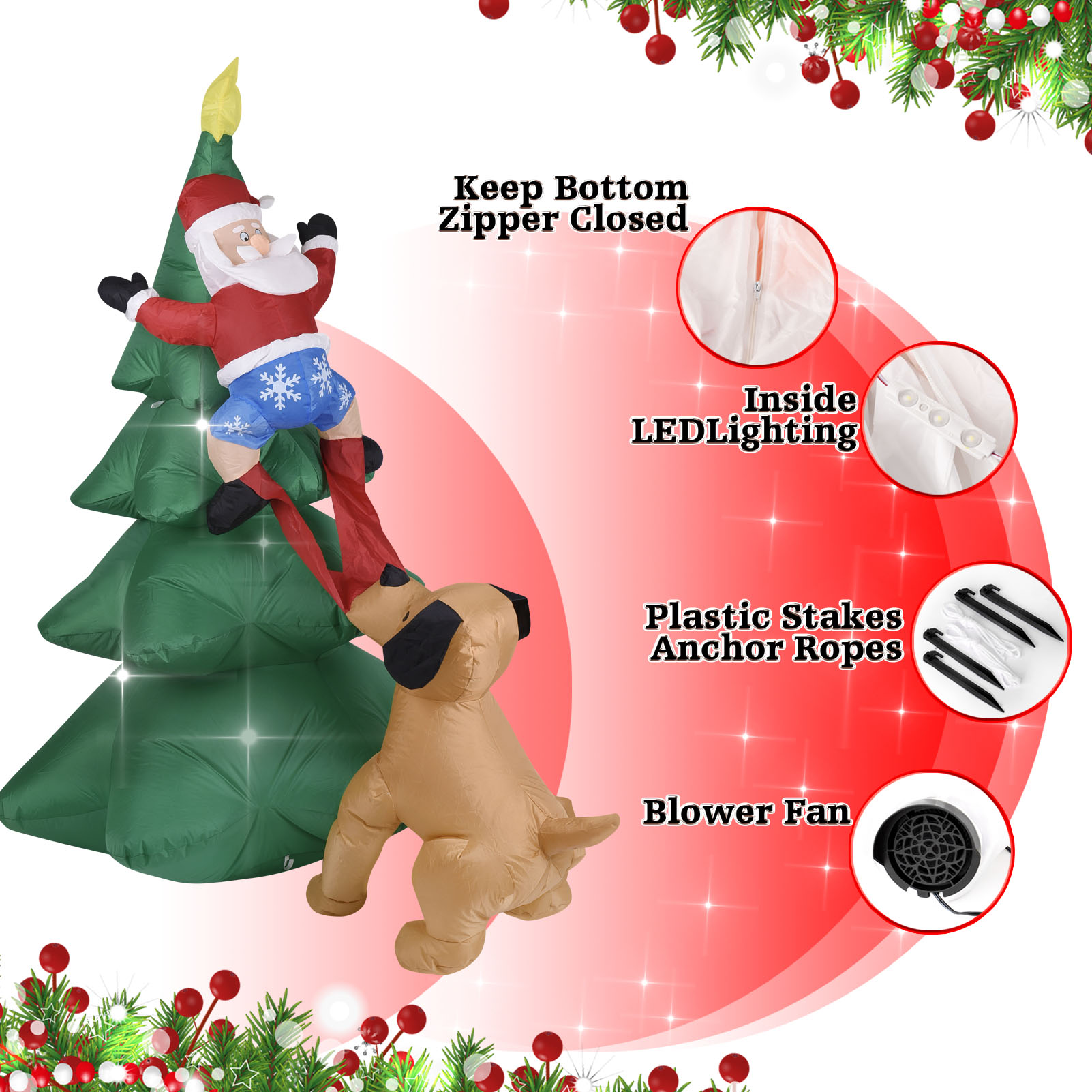 Christmas Inflatable Dog  w/Sa - огляд і ціна Bonsai Garden Tree