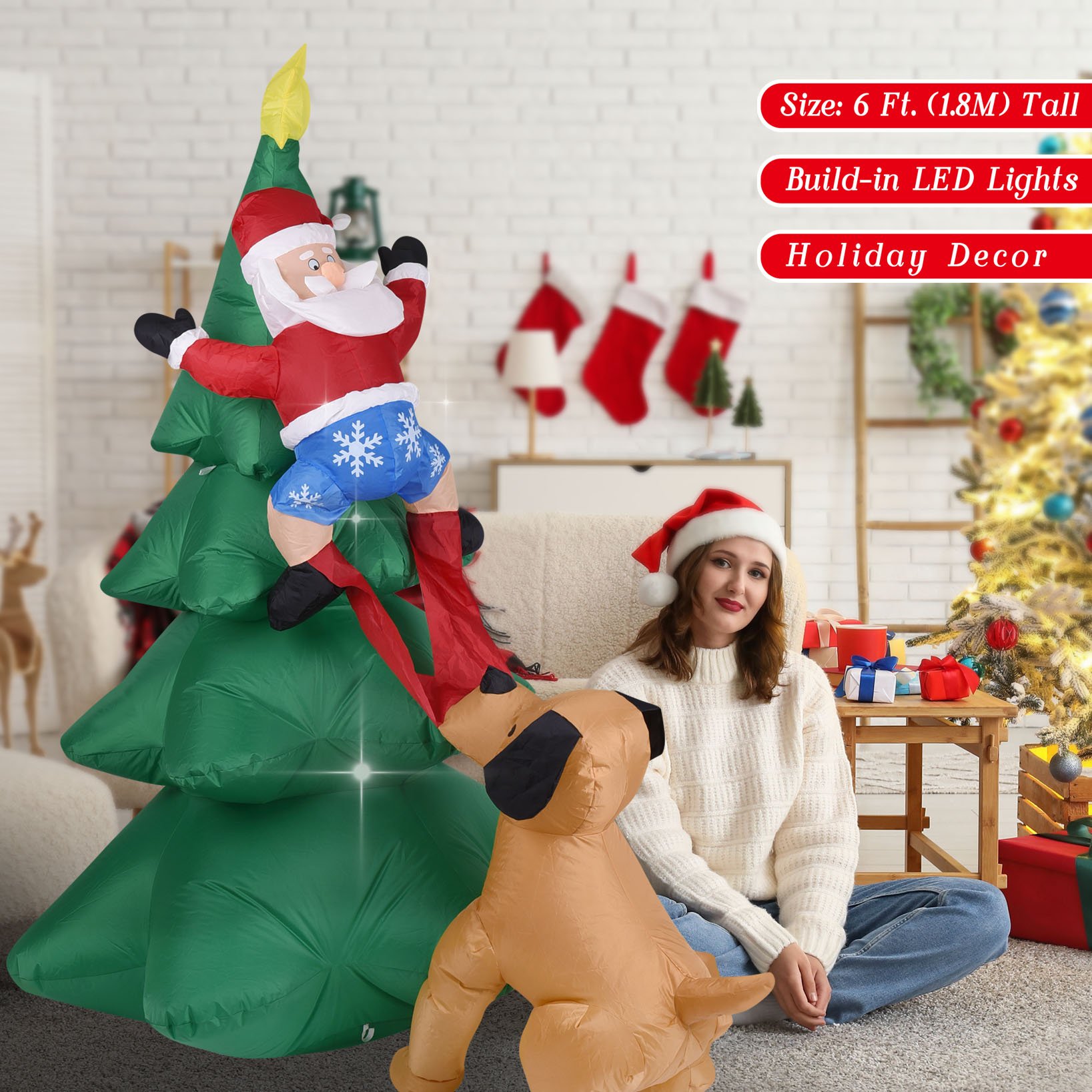 Christmas Inflatable Dog  w/Sa - огляд і ціна Bonsai Garden Tree