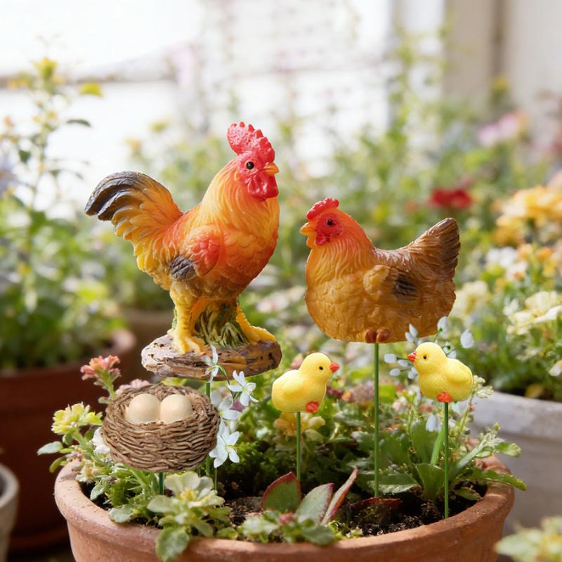 4/5PCS Mini Resin Chicken Fami - огляд і ціна Bonsai Garden For Desk