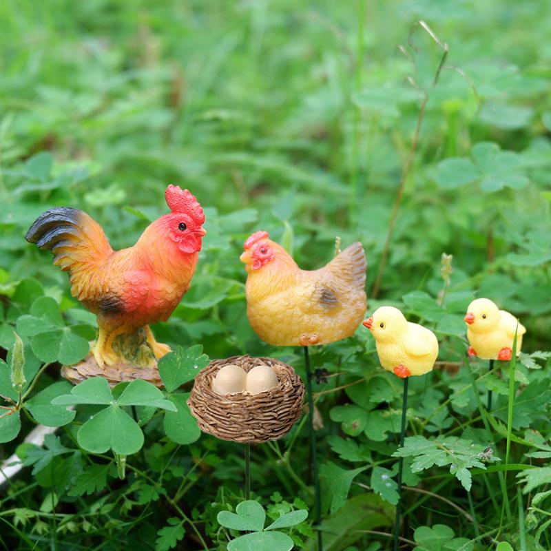 4/5PCS Mini Resin Chicken Fami - огляд і ціна Bonsai Garden For Desk
