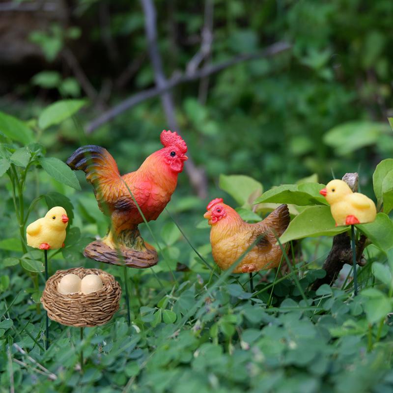 4/5PCS Mini Resin Chicken Fami - огляд і ціна Bonsai Garden For Desk